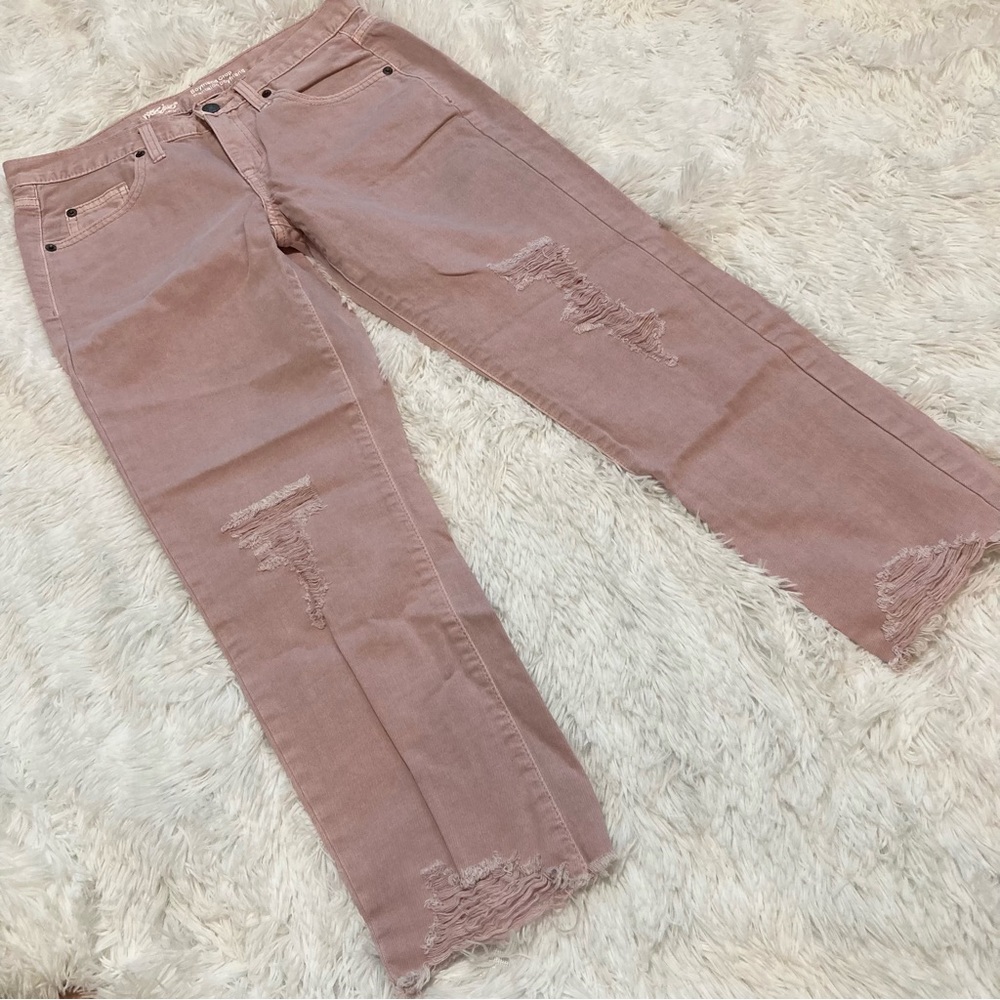 Pink Jeans Distressed Boyfriend Crop Size 2 26 Regular